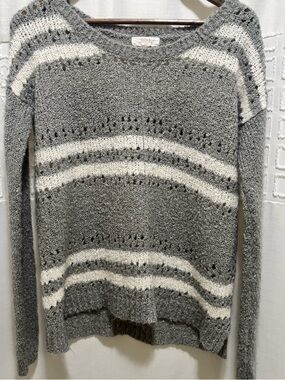 Nordstrom Sun+Shadow  Gray & White Striped Women’s Sweater Size M